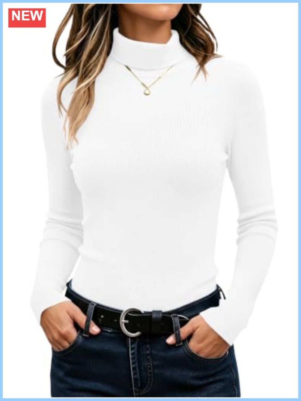 Women's Ribbed Knit Mock Turtleneck Long Sleeve Pullover Sweater